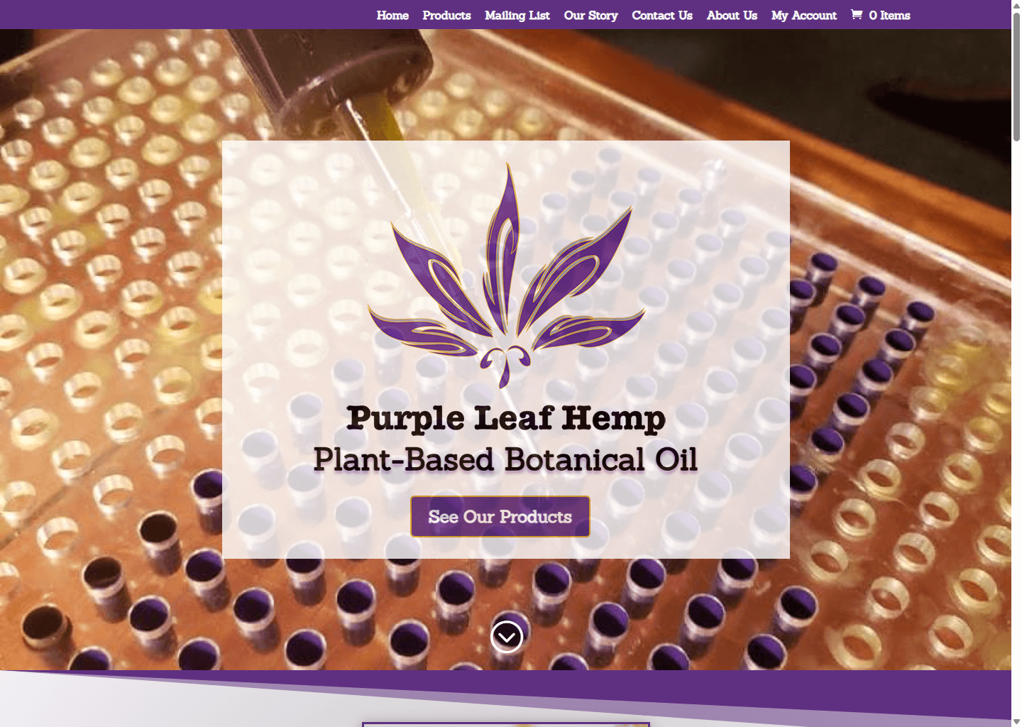 Purple Leaf Hemp website screenshot