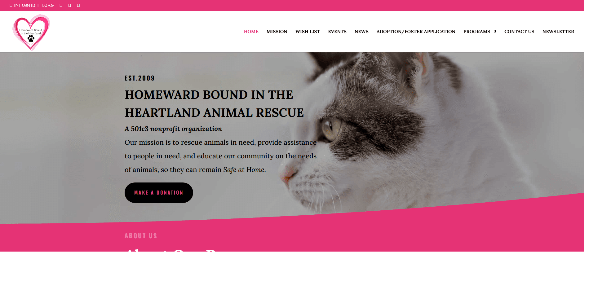 Homeward Bound In The Heartland website screenshot